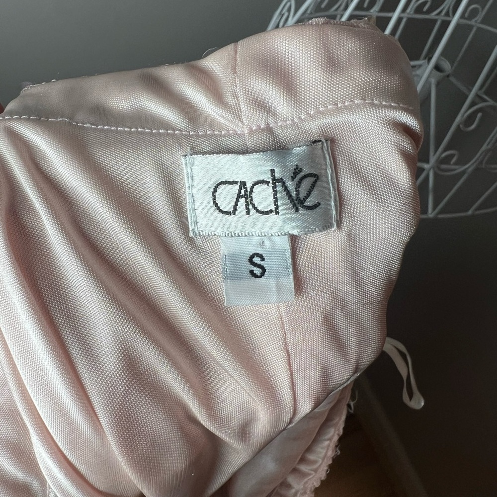 Cach Y2k Pink Sequin Drop Waist Strapless Dress S… - image 4